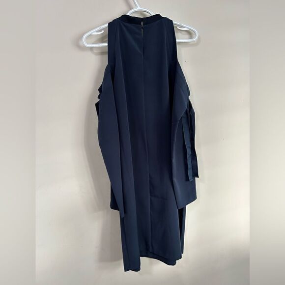 Simply Vera Vera Wang Navy Long Sleeves Midi Dress Bow Shoulder - Picture 5 of 7